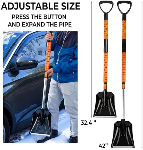 ZONETECH Extendable Snow Squeegee, Ice Scraper and Shovel 42" Lenght- Rotating - Image 3