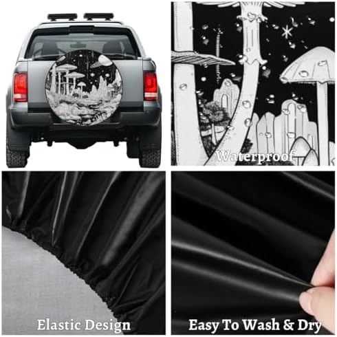 Rv Spare Tire Cover Wheel Mushroom Moon Galaxy Tire Covers Wheel Protectors - Image 4