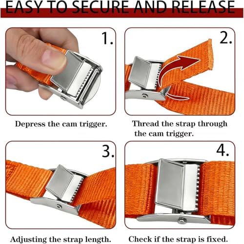 Lashing Straps with Buckles, 1 Inch × 12 Feet, Cargo Tie-Down Strap - Image 5