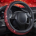 CAR PASS Red Diamond Black Leather Steering Wheel Cover, by CARPASS