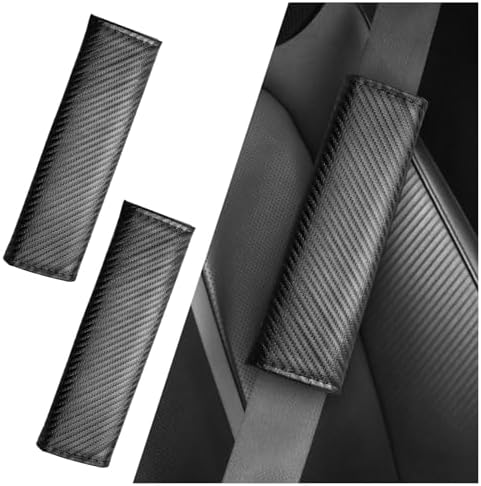 2PCS Carbon Fiber Seat Belt Cover Pad, Leather Seatbelt Covers by Unknown