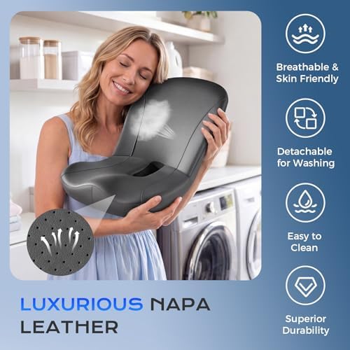 Coverado Car Seat Cushion and Lumbar Support Pillow One Piece, Napa Leather - Image 6
