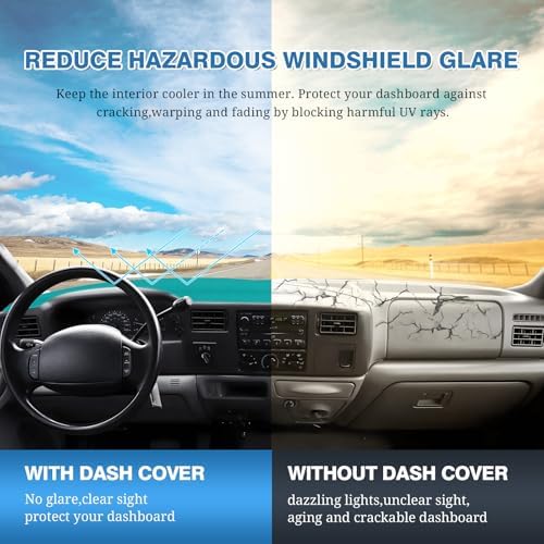 FIILINES Dash Cover for 1999-2004 Ford F250 F350 F450 Super Duty, Dashboard Mat - Image 6