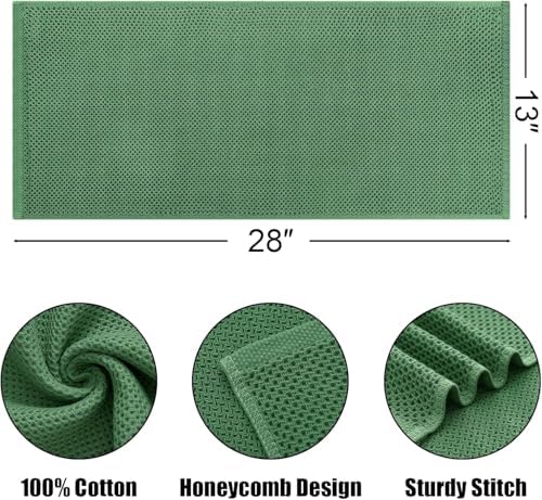Kitinjoy 100% Cotton Waffle 12-Pack Kitchen Towels, Grass Green - Image 2