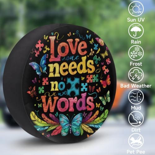 Autism Word Color Spare Tire Cover Dust-Proof Wheel Protector - Image 3