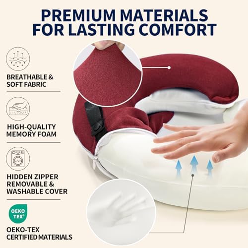 BUYUE Travel Neck Pillows for Airplanes, Memory Foam 360° Head Support Sleep - Image 4