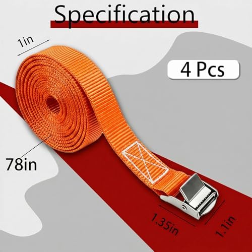 Lashing Straps with Buckles, 1 Inch × 6.7 Feet, Cargo Tie-Down Strap - Image 4