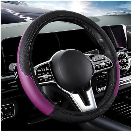 DXNQ Car Steering Wheel Cover, 15 Inch Carbon Fiber Leather Stitching Color by DXNQ