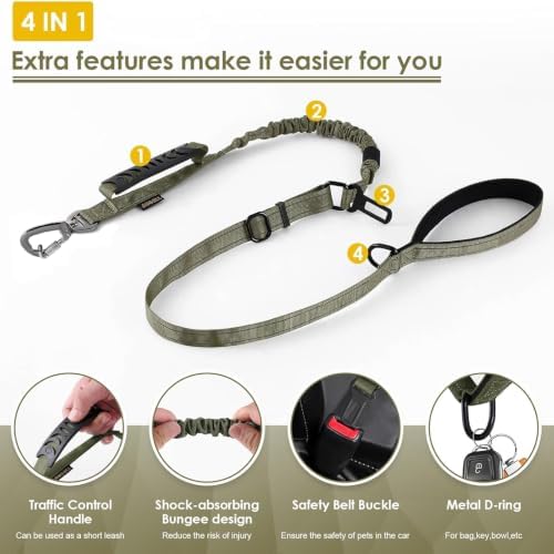AUBELL Tactical Dog Leash Heavy Duty, 4-6ft No Pull Bungee Leash - Image 4