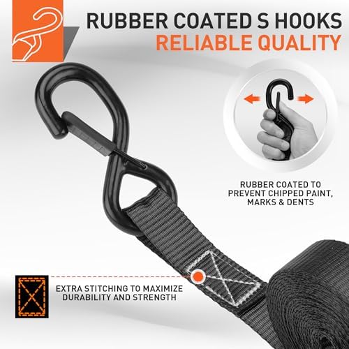 HORUSDY Ratchet Straps Heavy Duty, Tie Down Straps Ratchet Set, 2200 LB Break - Image 3