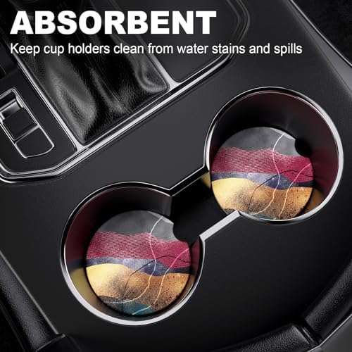 2 Pack Car Cup Holder Coaster, 2.63 inch Anti Slip Insert Absorbent Ceramic Car - Image 2