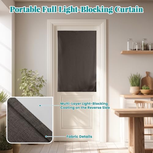 100% Blackout French Door Curtains, Room Darkening Shades Small Window Curtain - Image 6