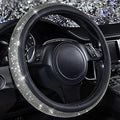 CAR PASS Diamond Black Leather Steering Wheel Cover, by CARPASS