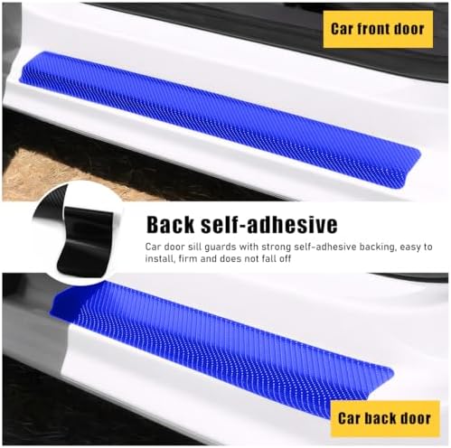 Ohleats 4 PCS Car Door Sill Protectors, Anti Scratch Carbon Fiber Auto - Image 3