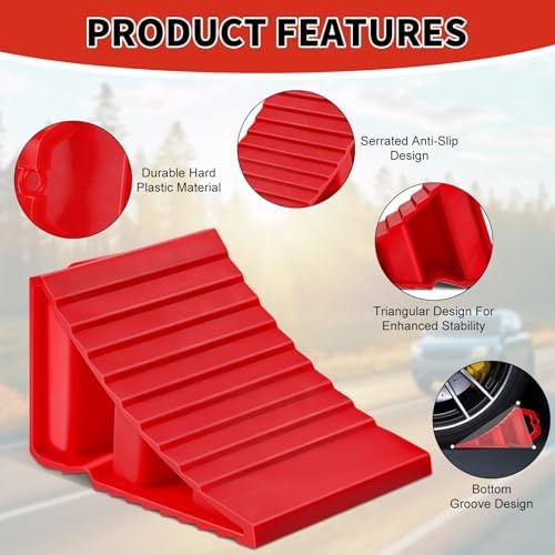 Wheel Chocks for Trailers, 4 Pack Hard Plastic RV Wheel Chocks - Image 3