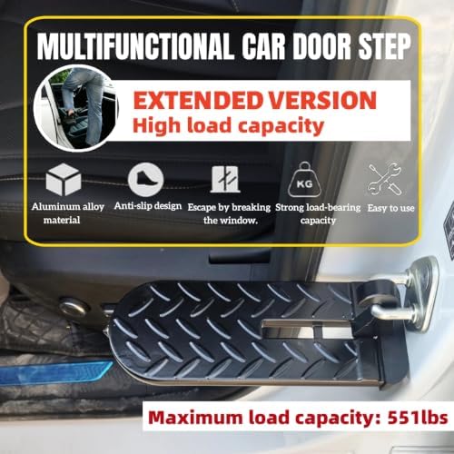 Car Door Step for Roof Access, Extended Folding Door Latch Step, Non-Slip - Image 2