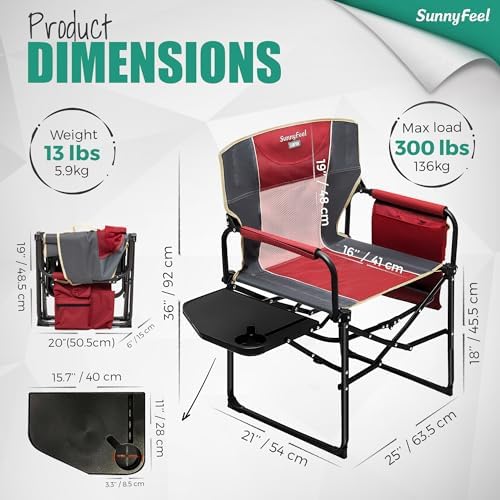 SUNNYFEEL Oversized Camping Chair Portable Directors Chairs - Image 3