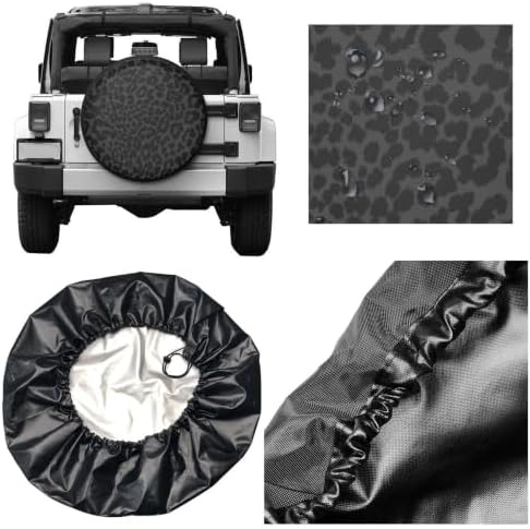 16 Inch Black Leopard Print PVC Leather Spare Tire Cover - Image 5
