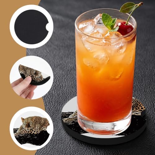 Black Leopard Car Coasters for Cup Holders, Absorbent Car Coaster for Women - Image 3