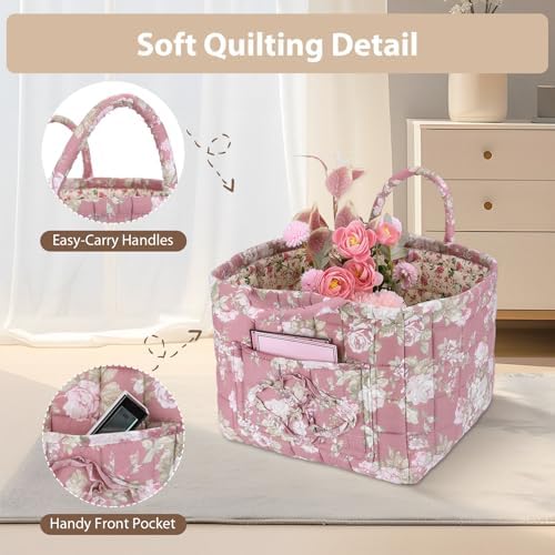 Storage Basket Boho Fabric Large Collapsible Floral Laundry Nursery Hamper - Image 5