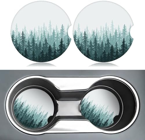 Green Forest Car Coasters for Cup Holders, 2 Pack Car Cup Holder Coasters for - Image 2