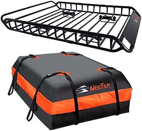 Roof Rack Rooftop Cargo Carrier Basket 51"*36"*5"+Waterproof Bag 15 Cu.Ft. by MeeFar