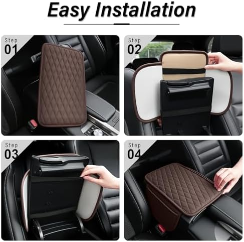 Amiss Car Center Console, Upgraded Leather Car Armrest Cushion - Image 4
