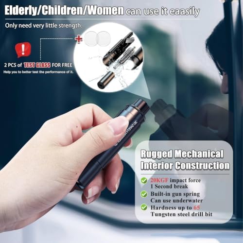 2 Pack Car Window Breaker and Seatbelt Cutter, Auto Rescue Tool, Safe Hammer - Image 4