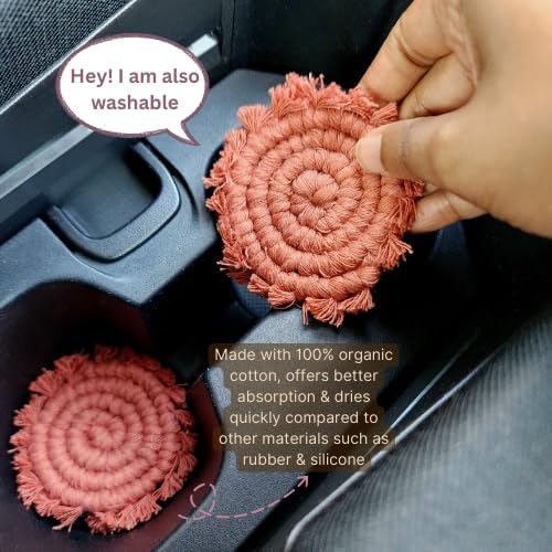 Cotton Car Coasters for Cup Holders, Drink Coaster Holder, Cute cupholder - Image 3