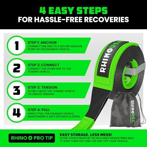 Rhino USA Offroad Recovery Tow Strap - Image 6