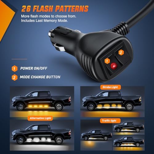 Nilight 2PCS 70 Inch Running Board LED Lights Strip Amber White - Image 2