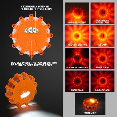 HEIGPAN GP904 LED Road Flares 4 Pack, Battery Powered Safety Warning Lights - Image 3