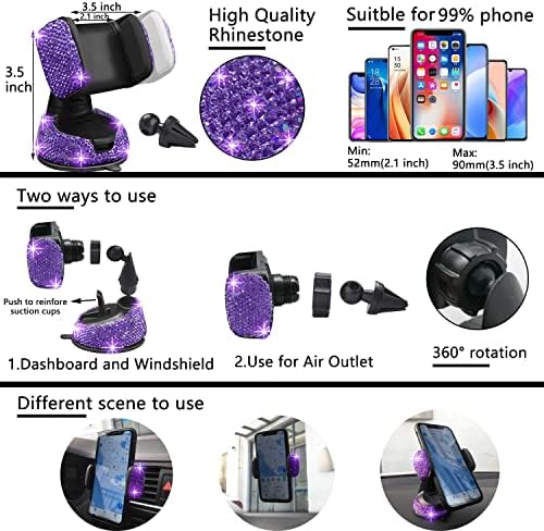NBTEPEM 27 PCs Purple Violet Bling Car Accessories Set - Image 5