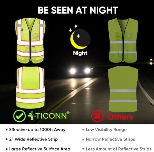 TICONN High Visibility Reflective Safety Vest - Image 3