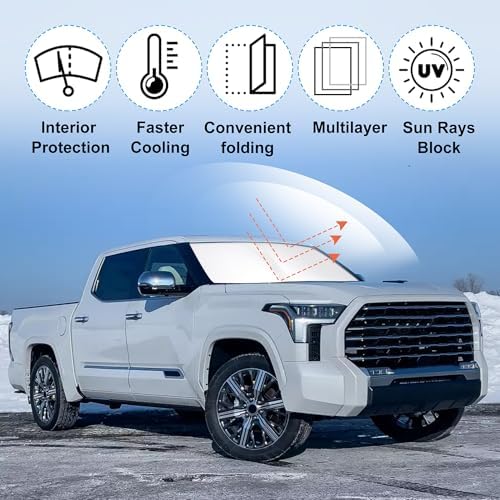 Windshield Sun Shade for 2022-2026 Toyota Tundra Accessories - Image 2