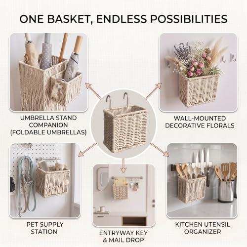 Wicker Umbrella Stand for Entryway, Decorative Rattan Holder - Image 7
