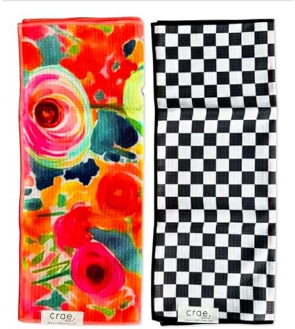 Double-Sided Microfiber Hand Towels, Waffle Kitchen Towels Set by CraeHome
