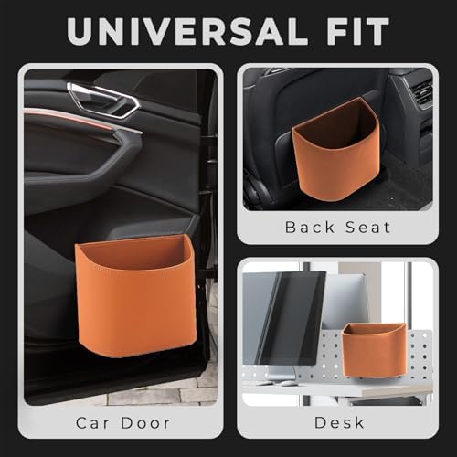 Leather Car Trash Can, Leakproof Car Garbage Can, Secure Hook & 60 Liners - Image 6