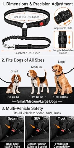 2-Pack Reflective Retractable Pet Seat Belt – Nylon Dog Tether, Adjustable Strap - Image 4