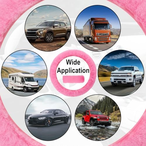 BFXM 3 PCS Fluffy Steering Wheel Cover Set - Image 7