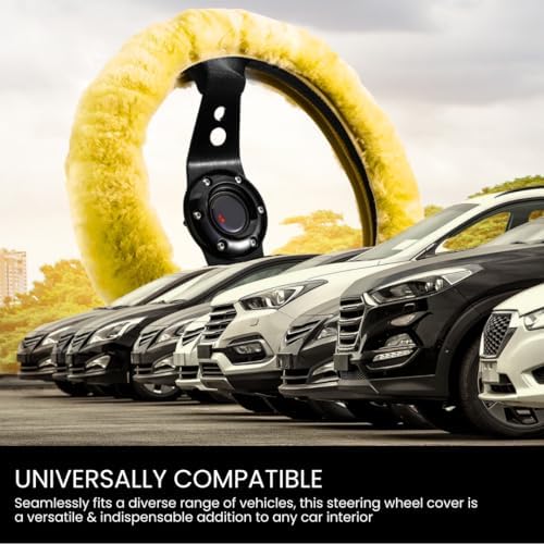 Andalus Brands Luxury Fluffy Car Steering Wheel Covers – Genuine Merino - Image 5