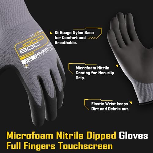 COOLJOB 6/12/36 Pairs Safety Work Gloves, Microfoam Nitrile Rubber Coated - Image 2
