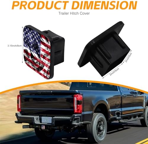 Trailer Hitch Cover, United States of America Smoke Flag Hitch Cover Rubber - Image 2