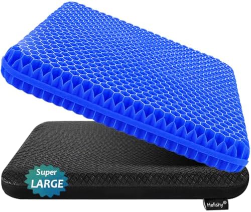 Gel Seat Cushion for Long Sitting, Super Large Gel Cushion Chair Pads by Helishy