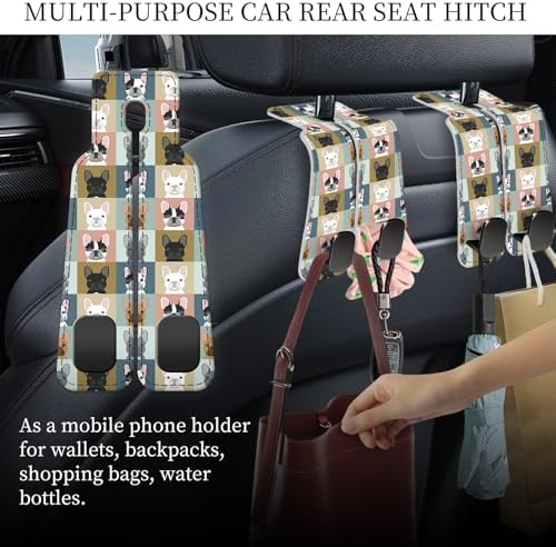 PU Leather Car Seat Hook, Storage Headrest Hanger, Cute Car Backseat Organizer - Image 2