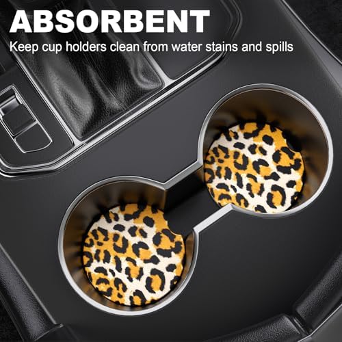 2 Pack Car Cup Holder Coaster, 2.63 inch Anti Slip Insert Absorbent Ceramic Car - Image 2