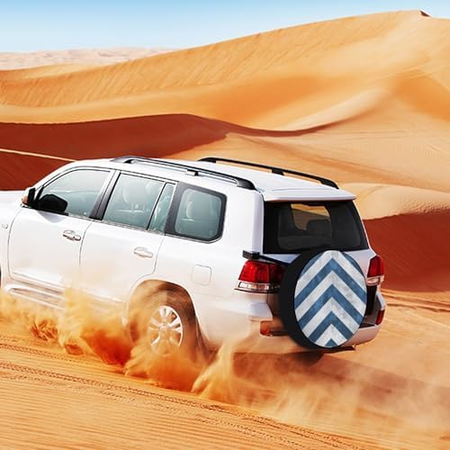 Camping Spare Tire Cover 18inch Blue and White Chevron Waterproof Polyester - Image 3