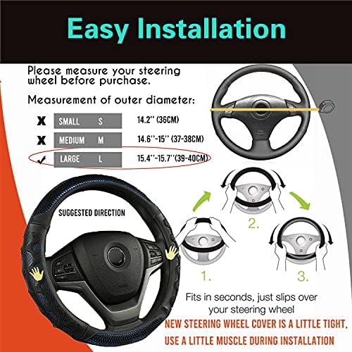 PINCTROT Large Size Steering Wheel Cover Great Grip 15.75 Inch - Image 6