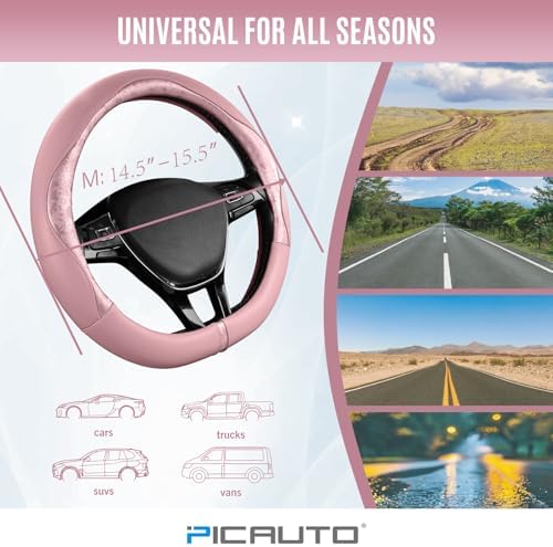 PIC AUTO Steering Wheel Cover, Universal Fit 14.5"–15.5" D-Shape Steering Cover - Image 7