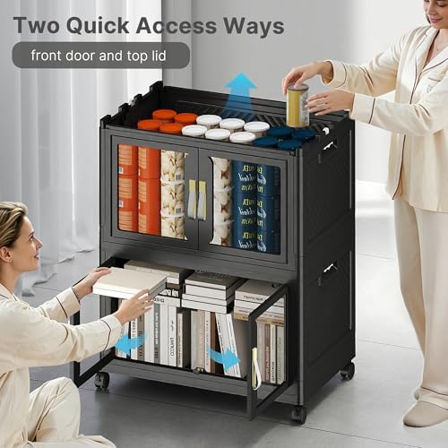 Stackable Storage Bins with Doors & Lids & Wheels - Image 6